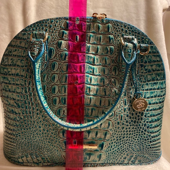 EUC mineral blue Brahmin small dome satchel - Picture 5 of 6